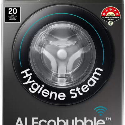 SAMSUNG 8 kg Fully Automatic Front Load Washing Machine with In-built Heater Black, Grey  (WW80T504DAX1TL)